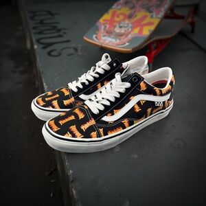 Vans Old Skool Thrasher Flame Black & Orange Skate Sneakers Size 11.5 DS Heat